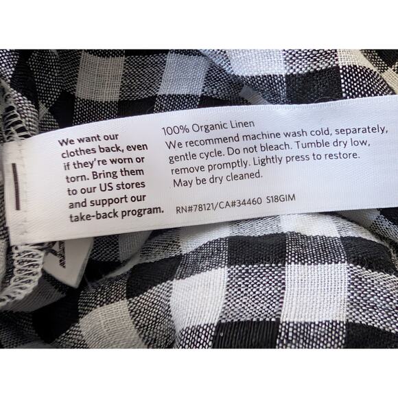 Eileen Fisher Organic Linen Gingham Tunic Shirt Large Black White Coastal - Picture 8 of 8